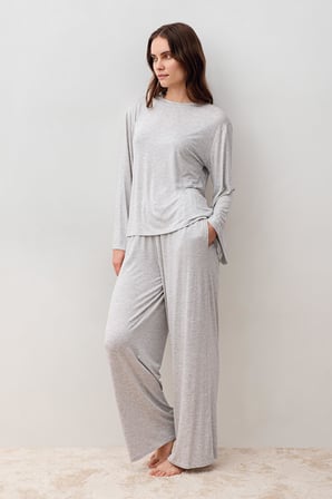 Uzun Kollu Oversize Basic Likralı Viskoz Alt Üst Takım 20210