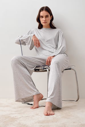 Uzun Kollu Oversize Basic Likralı Viskoz Alt Üst Takım 20210