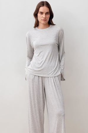 Uzun Kollu Oversize Basic Likralı Viskoz Alt Üst Takım 20210