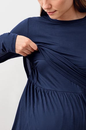 Uzun Kollu Esnek Likralı Viskoz Hamile Pijama Takım 20212