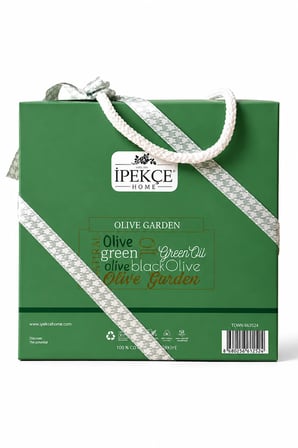 Truva Zeytin Desenli Baskılı Mutfak Peçetesi Seti 2’li 30x50 cm Koyu Yeşil-Beyaz