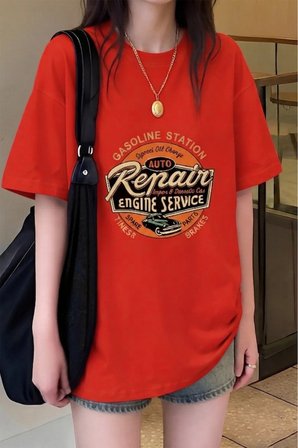 Vintage Garage Baskılı Tasarım Tshirt