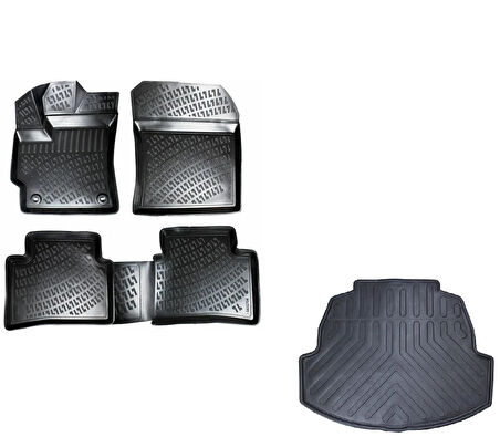 Rizline Toyota Corolla Sedan (Benzin & Lpg) 2019 Sonrası Uyumlu 3D Havuzlu Paspas + Bagaj Havuzu Set