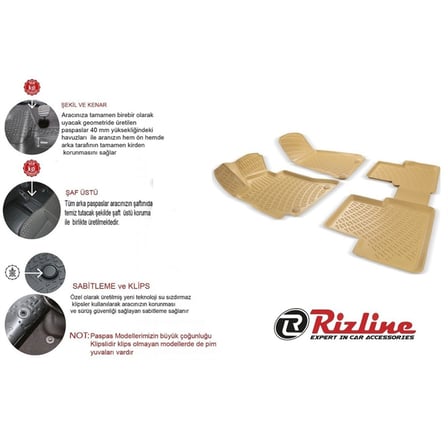 Rizline Volvo S40 2004-2012 3D Havuzlu Paspas - BEJ