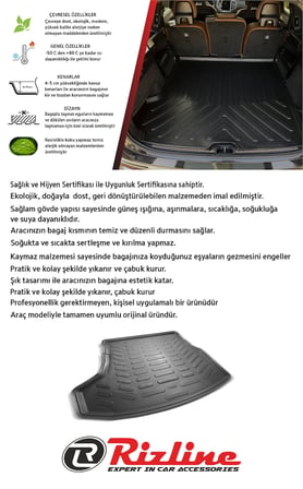 Rizline Peugeot 208 2025 ve Sonrası 1.2  Mild Hybrit  2025 ve Sonrası 3D Bagaj Havuzu Siyah