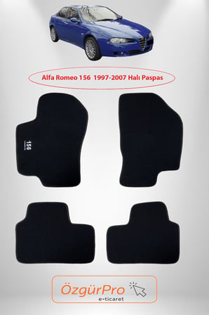 Rizline Alfa Romeo 156  1997-2007 Araca Özel Halı Paspas Siyah