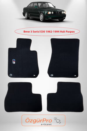 Rizline Bmw 3 Serisi E30  1982-1994 M Logolu Halı Paspas Siyah Klipsli