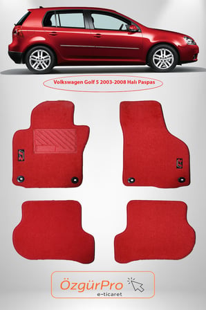 Rizline Volkswagen Golf 5 2003-2008 Halı Paspas Kırmızı