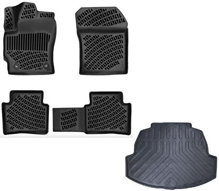 Rizline Toyota Corolla Sedan  Hybrid 2019 Sonrası Uyumlu 3D Havuzlu Paspas + Bagaj Havuzu Set