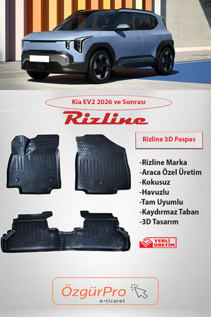 Rizline Kia EV2 2026 Ve Sonrası 3D Havuzlu Paspas Siyah
