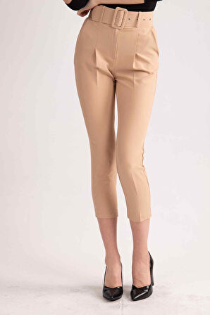 Bej Geniş Kemerli Bilek Paça Klasik Pantolon 0303553.55