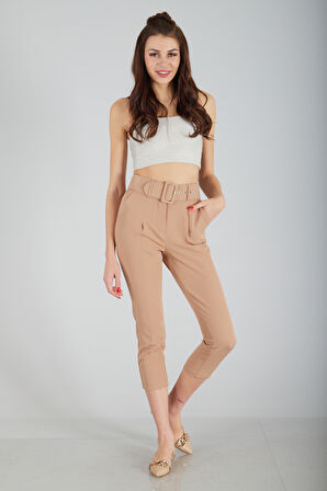 Camel Geniş Kemerli Bilek Paça Klasik Pantolon 0303553.09