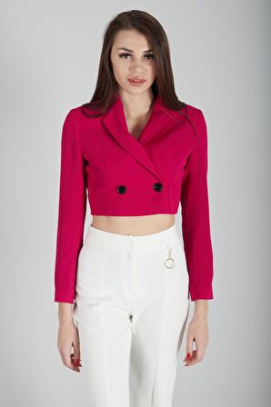 Fuşya Astarlı Crop Blazer Ceket 0105118.12