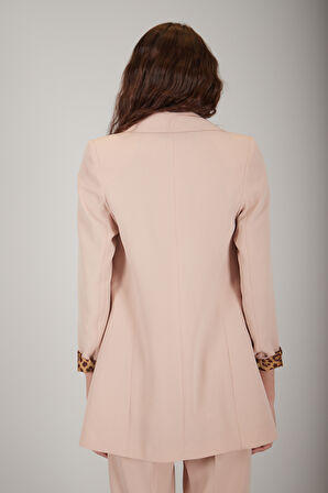 Taş Leopar Astar Detaylı Krep Blazer Ceket 0105120.50