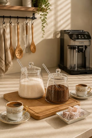 Porsima LM-0019 2'li Kaşıklı Cam Şekerlik & Bal Reçel Kavanozu Seti 500 ml
