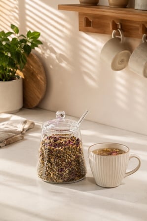 Porsima LM-0019 2'li Kaşıklı Cam Şekerlik & Bal Reçel Kavanozu Seti 500 ml