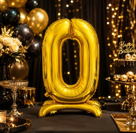 0 Altın Ayaklı Folyo Rakam Balon 32 İnç RPS Doğum Günü Parti Süsü