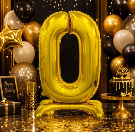0 Altın Ayaklı Folyo Rakam Balon 32 İnç RPS Doğum Günü Parti Süsü