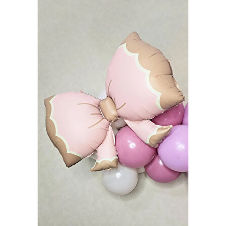 Folyo Balon Retro Papyon Pembe 91*60 Cinsiyet partisi-bebek partisi-baby shower
