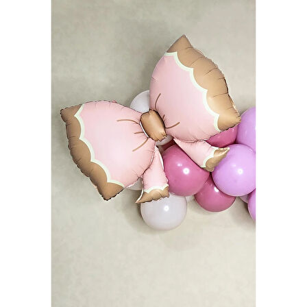 Folyo Balon Retro Papyon Pembe 91*60 Cinsiyet partisi-bebek partisi-baby shower