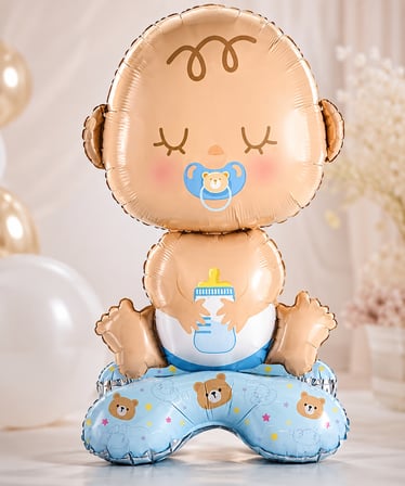 Mavi Bebek Ayaklı Folyo Balon 63x34 CM Baby Shower Cinsiyet Parti Süsü