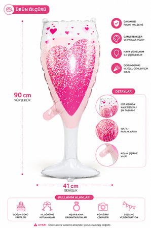 Folyo Balon Pembe Bardak 90x41 Cm Bekarlığa Veda Doğum Günü Parti Dekorasyon Süsü