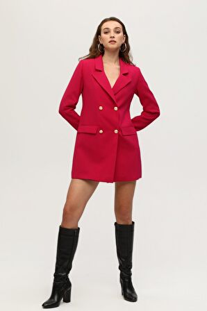 Fuşya Astarlı Düğme Kapamalı Blazer Ceket 0105123.12