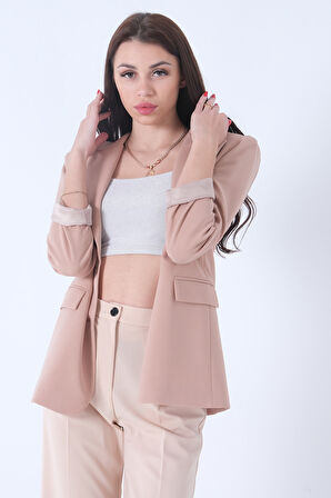 Bej Vatkalı Astarlı Blazer Ceket 0105110.55