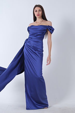 Parliament  Drape Detaylı Saten Kumaş Abiye Elbise 9704858.311