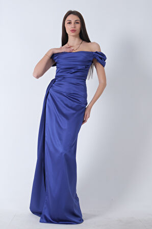 Parliament  Drape Detaylı Saten Kumaş Abiye Elbise 9704858.311
