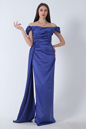 Parliament  Drape Detaylı Saten Kumaş Abiye Elbise 9704858.311