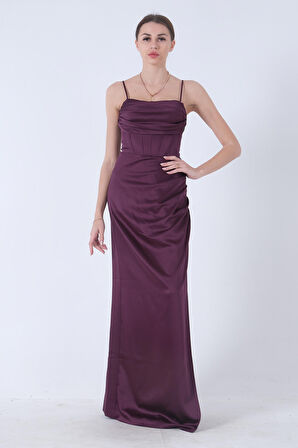 Mürdüm Sırtı Bağlamalı Yırtmaçlı Abiye 4522018.21