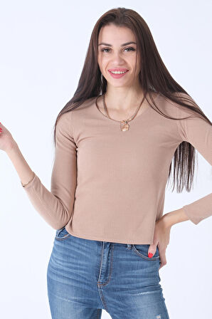 Bej Örme V Yaka Kazak 0103012.55