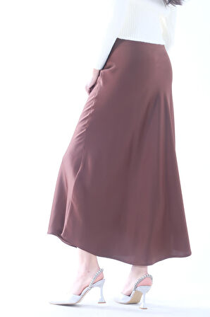 Kahve Bel Lastikli Saten Etek 3979463.05
