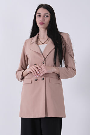 Bej Astarlı Düğme Kapamalı Blazer Ceket 0105123.55