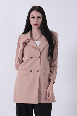 Bej Astarlı Düğme Kapamalı Blazer Ceket 0105123.55