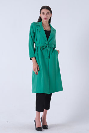 Zümrüt Önü Tek Düğmeli Belden Bağlamalı Kap 0809022.123