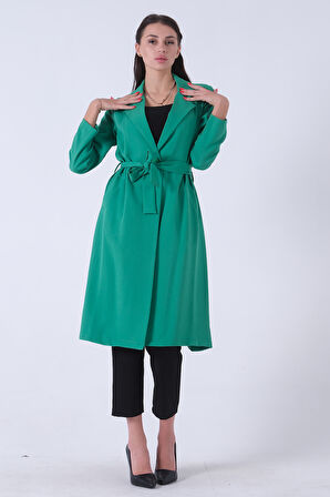 Zümrüt Önü Tek Düğmeli Belden Bağlamalı Kap 0809022.123