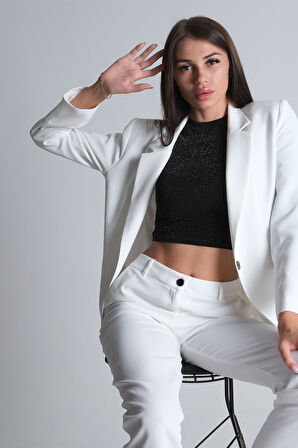 Ekru Klasik Yaka Ceketli Takım 0106309.147