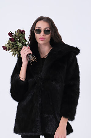 Siyah Uzun Lolita Kürk Kaban 31050729.01