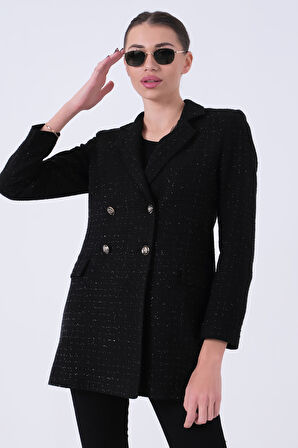 Siyah Simli Tüvit Metal Düğmeli Ceket 0105138.01