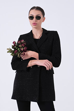 Siyah Simli Tüvit Metal Düğmeli Ceket 0105138.01