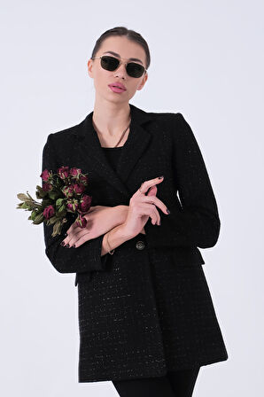 Siyah Simli Tüvit Metal Düğmeli Ceket 0105138.01