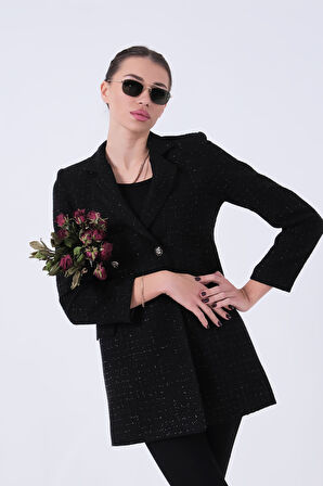 Siyah Simli Tüvit Metal Düğmeli Ceket 0105138.01