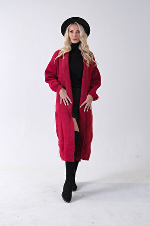 Bordo Uzun Triko Hırka 46892476.04