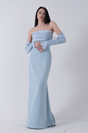 Bebe Mavi Drapeli Düğme Detaylı Uzun Abiye 9705361.449