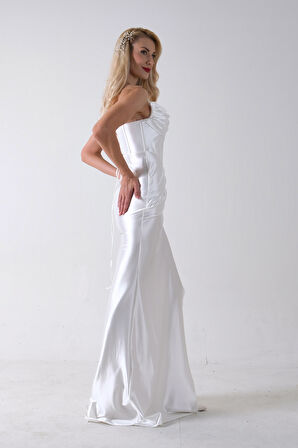 Ekru Sırtı Bağlamalı Yırtmaçlı Abiye 4522018.147