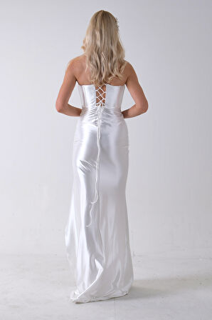 Ekru Sırtı Bağlamalı Yırtmaçlı Abiye 4522018.147