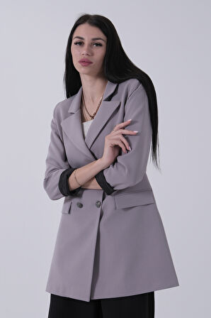 Gri Astarlı Düğme Kapamalı Blazer Ceket 0105123.06
