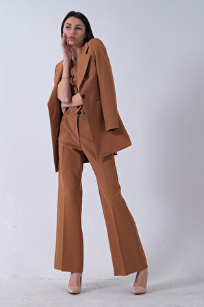 Camel Ceket-Yelek Pantolonlu 3'lü Takım Elbise 0106324.09